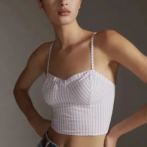 Anthropologie purple white stripe bustier crop top medium M NEW NWT Beautiful
